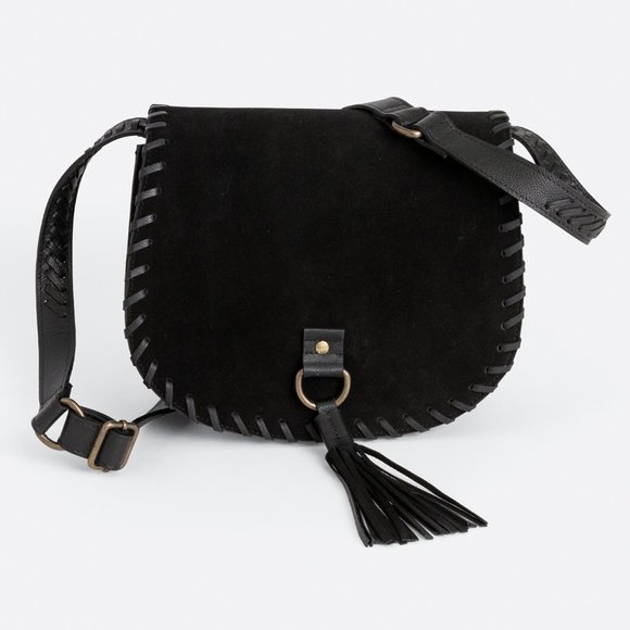 Noonday Collection Handbags - Noonday Suede Arc Crossbody purse black NWT